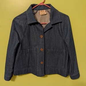 Beaton Linen Cropped Denim Jacket